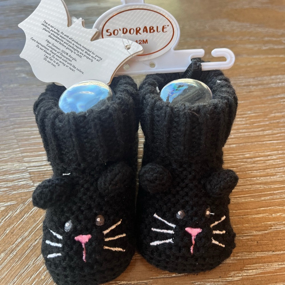 So'Dorable Black Cat Halloween Baby Booties